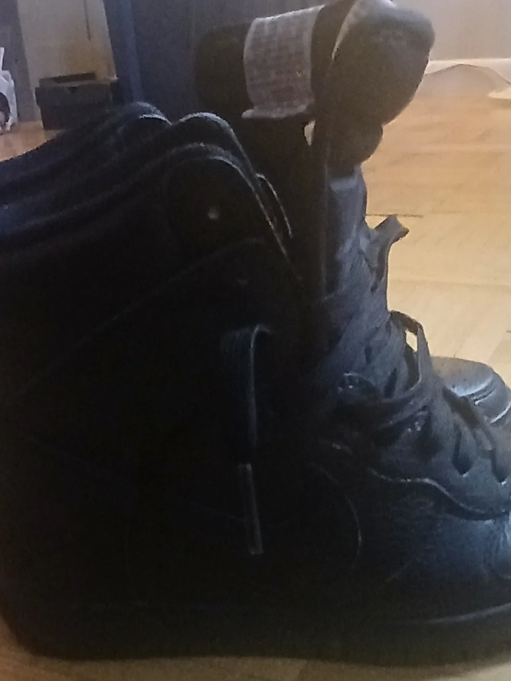 Womens Black Nike Wedge High-Top Lace-Up Sneakers